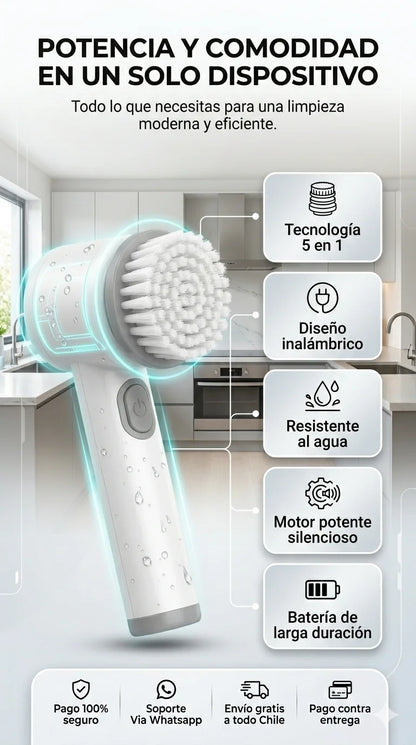 Cepillo PowerScrub™5 en 1 | Dile adiós al esfuerzo al limpiar hoy.