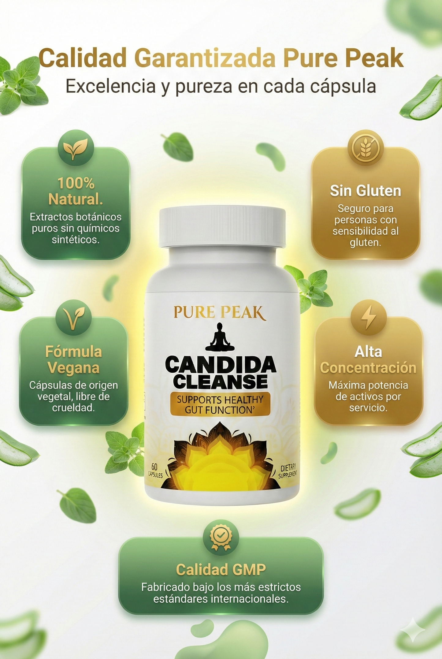 Pure Peak- Candida Cleanse-™: Transforma tu vida y Recupera tu energía perdida