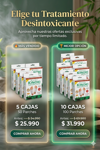 Parches Kinoki™ Desintoxica tu cuerpo mientras duermes-Pack 5 cajas (50 unid)