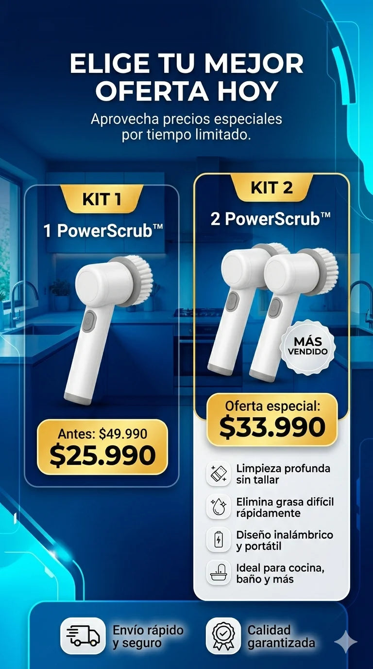 Cepillo PowerScrub™5 en 1 | Dile adiós al esfuerzo al limpiar hoy.