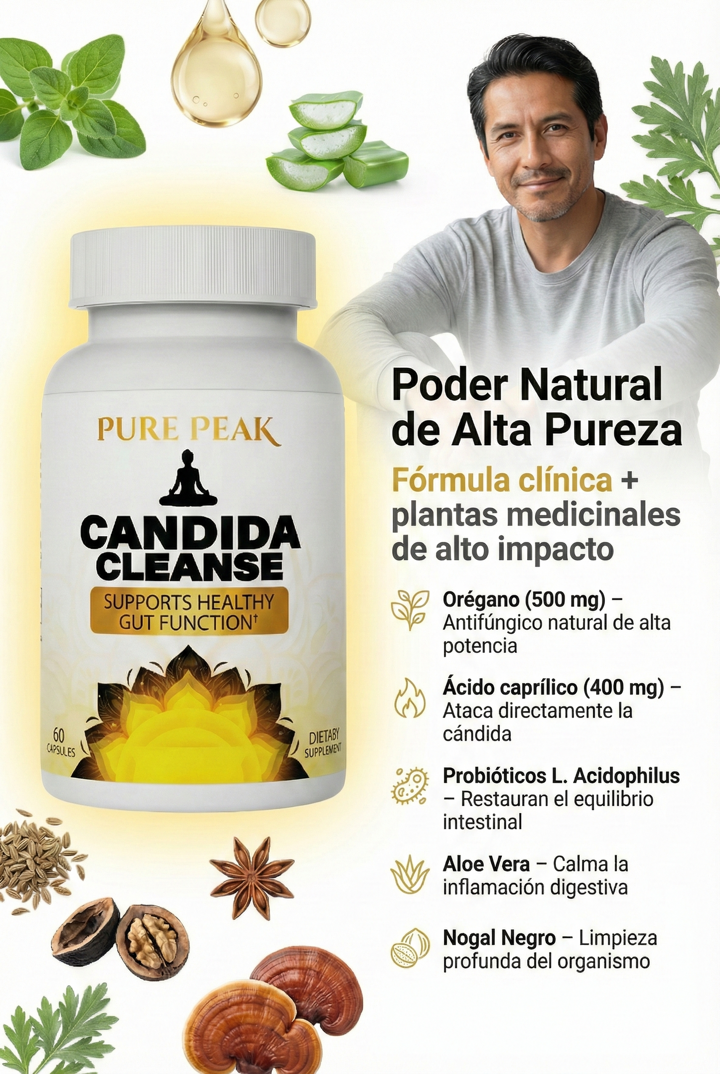 Pure Peak- Candida Cleanse-™: Transforma tu vida y Recupera tu energía perdida