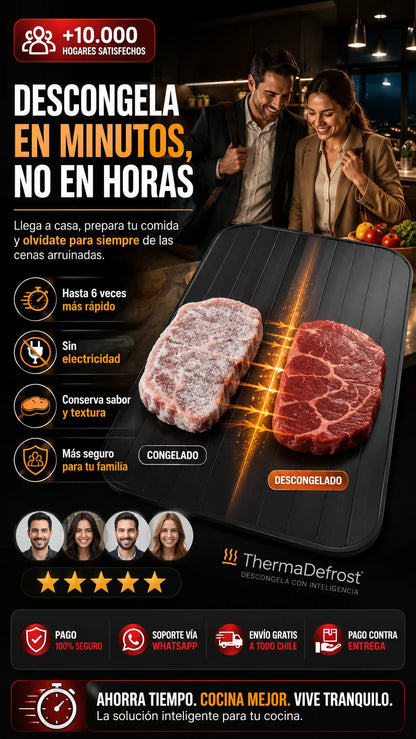 ThermaDefrost™: Tecnología Térmica Alemana para una Descongelación natural instantánea sin químicos ni electricidad.
