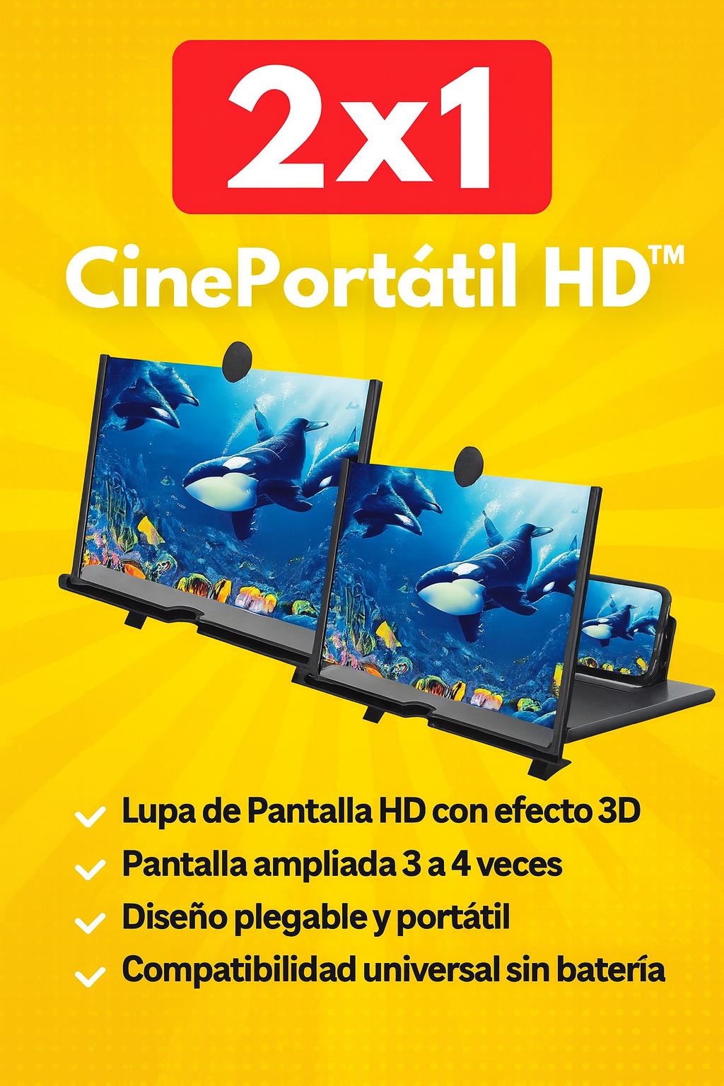CinePortátil HD™ – Amplificador de Pantalla para Teléfono