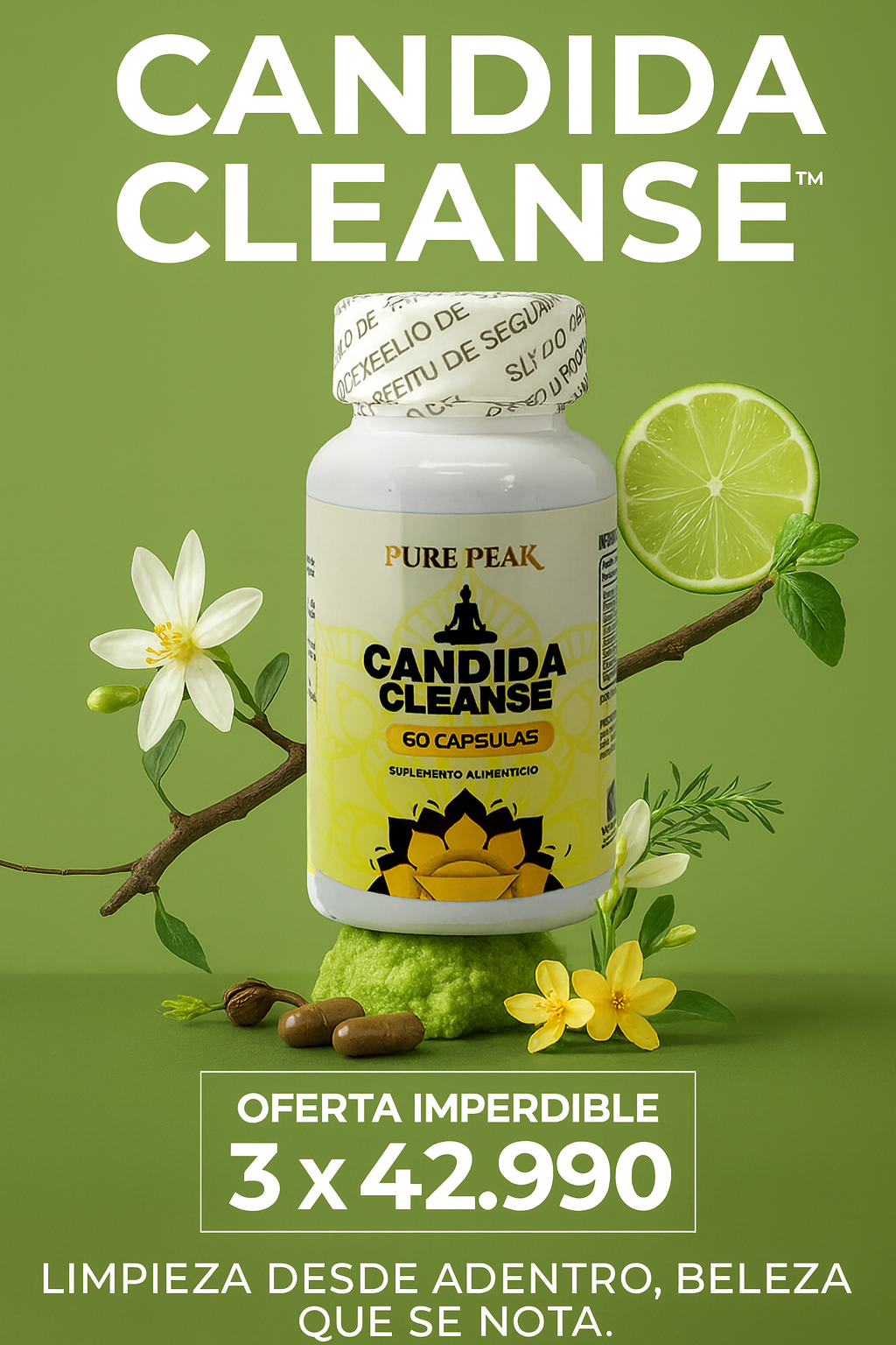 Candida Cleanse™ 60 Cápsulas – Tu Aliado contra la Hinchazón y el Malestar