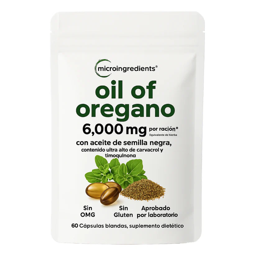 Aceite De Orégano 6000 Mg (60 capsulas)-Digestión ligera, defensas fuertes, bienestar real