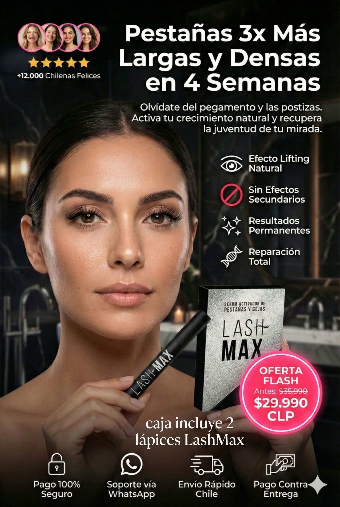 LashMax™ Activa el crecimiento real y olvida las postizas (Caja con 2 serúm)